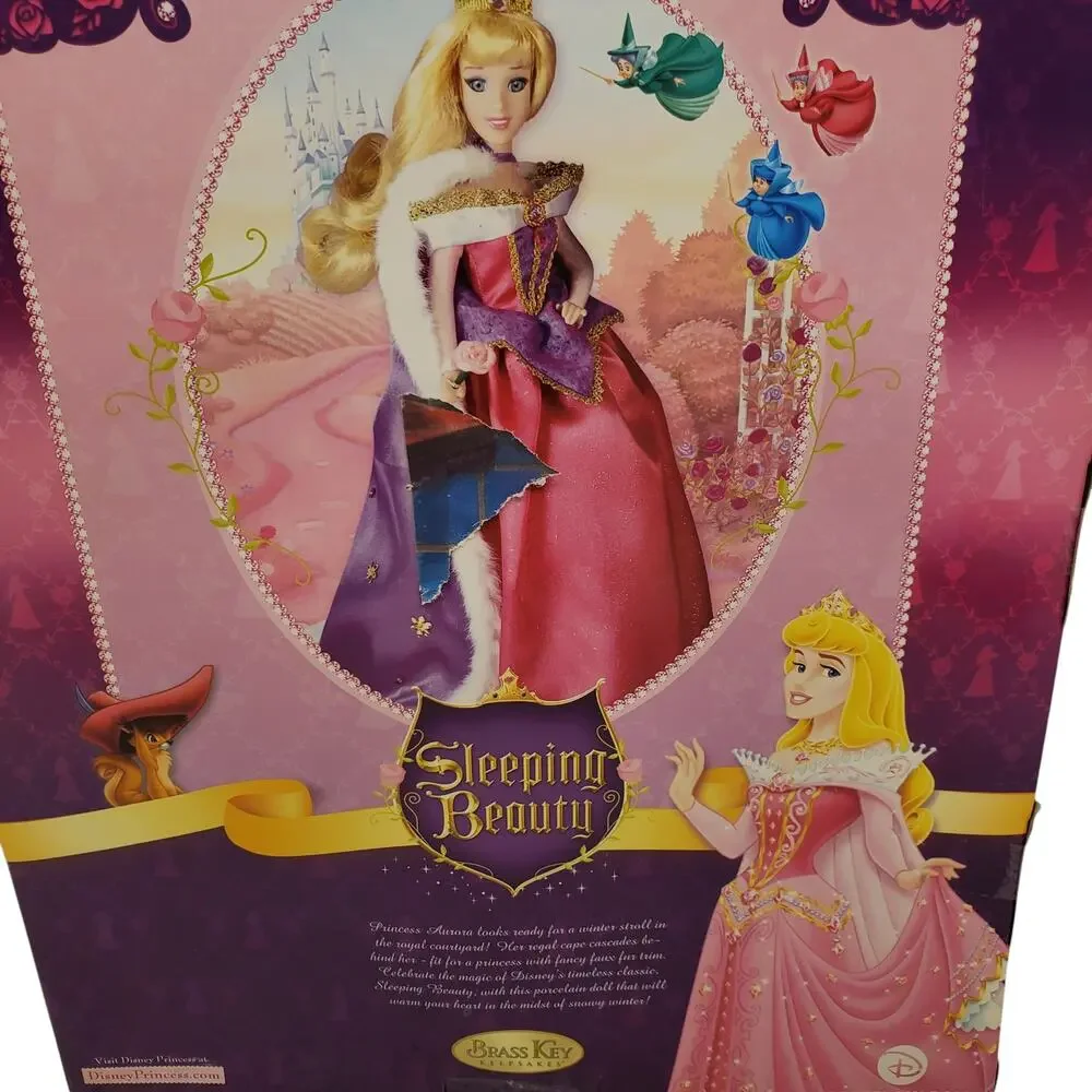 Disney Princess Sleeping Beauty Aurora Porcelain Doll Brass Key Keepsakes